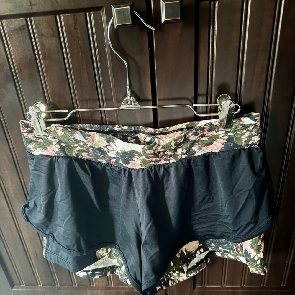 Liquido Black and Floral Athletic Shorts